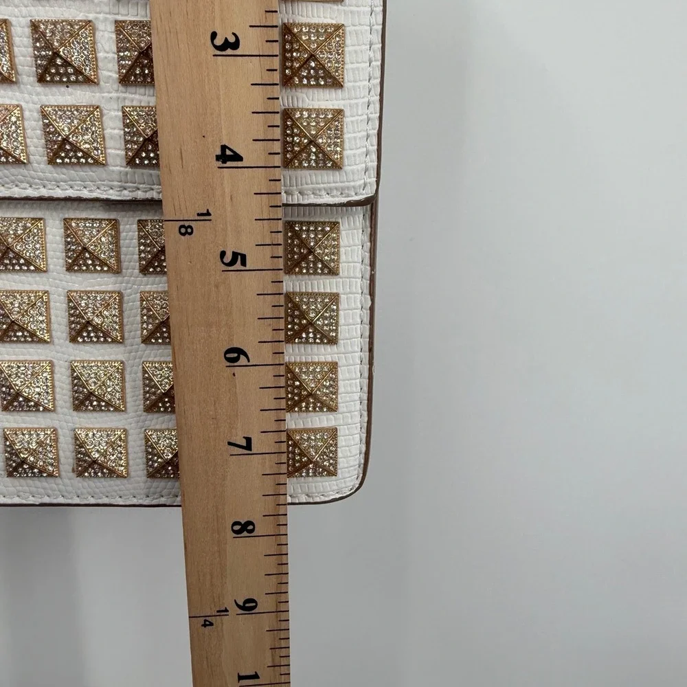 ALDO Luxury Collection White Rhinestone Studded Structured Top Handle Bag *READ*